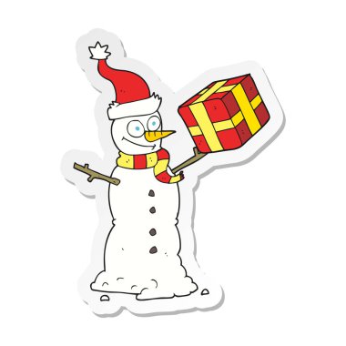 etiket bir karikatür kardan adam