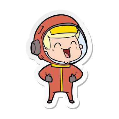 mutlu karikatür astronotun etiket