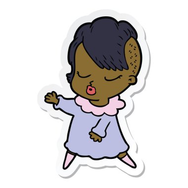 bir çizgi film güzel hippi kız etiketi