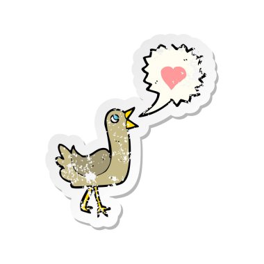 bir çizgi film şarkı kuş Retro sıkıntılı etiket