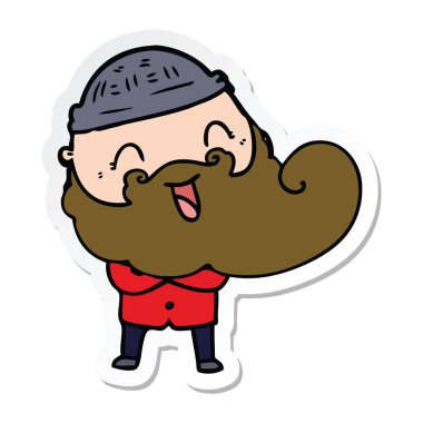 mutlu bir sakallı adamın etiket