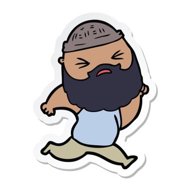 sakallı bir çizgi film adam etiketi