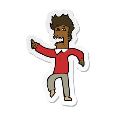 etiket bir karikatür işaret eden adam korkuttu