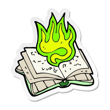 bir çizgi film sihirli büyü kitabı çıkartması