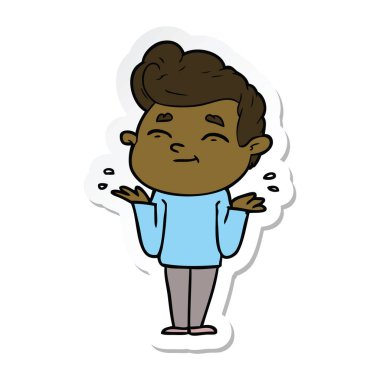 etiket shrugging mutlu karikatür insanın