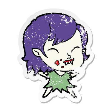 bir çizgi film vampir kızın kanlı yanak sıkıntılı etiket