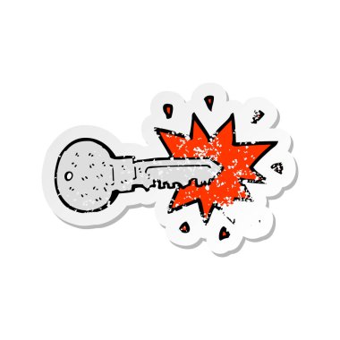 bir çizgi film anahtar Retro sıkıntılı etiket