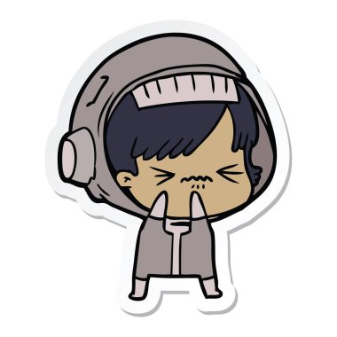 bir çizgi film astronot kadının etiket