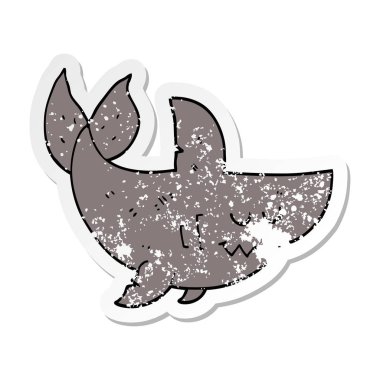 bir çizgi film köpekbalığı sıkıntılı etiket