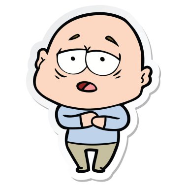 etiket bir karikatür kel adam yorgun