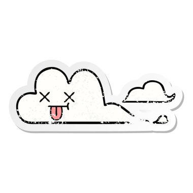 sevimli çizgi bulut sıkıntılı etiket