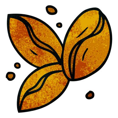 Üç kahve çekirdekleri dokulu karikatür doodle