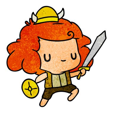 dokulu karikatür kawaii şirin viking çocuk