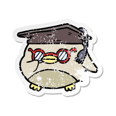 bir karikatür akıllı kuş sıkıntılı etiket