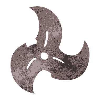 Retro karikatür doodle tek bir Ninja yıldızı atma