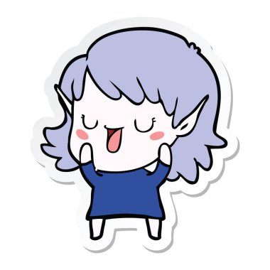 bir çizgi film elf Girl etiketi