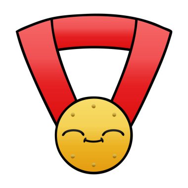 altın madalya degrade gölgeli karikatür