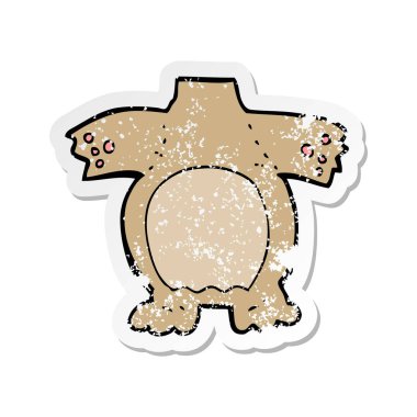 bir çizgi film oyuncak ayı vücudu Retro sıkıntılı etiket