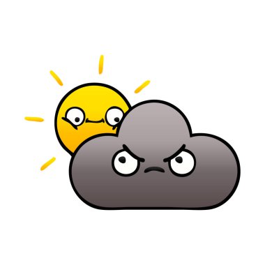 Degrade çizgi film fırtına bulutu ve güneş gölgeli