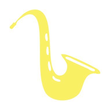 düz renk retro çizgi film müzik saksafon