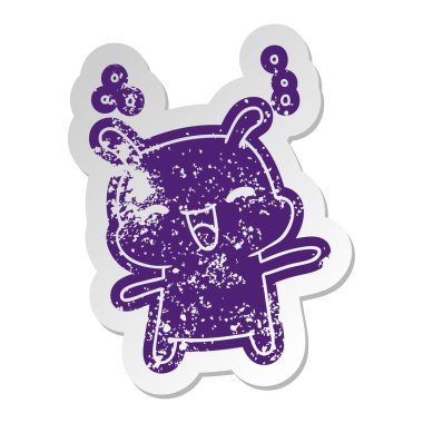 sıkıntılı eski etiket kawaii şirin mutlu uzaylı