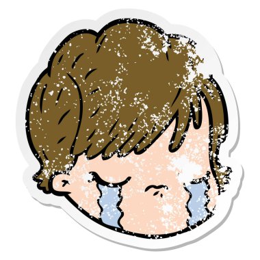 bir çizgi film kadın yüzü ağlama sıkıntılı etiket