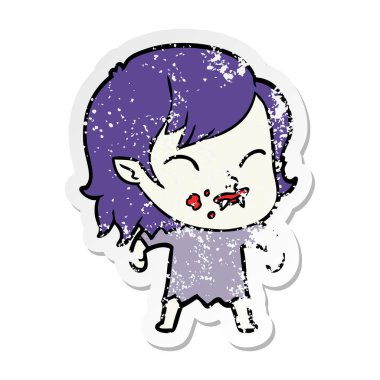 bir çizgi film vampir kızın kanlı yanak sıkıntılı etiket