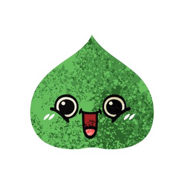 Retro illüstrasyon tarzı çizgi film ekspresiyon yaprak