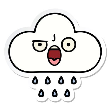 sevimli çizgi yağmur bulutu etiket