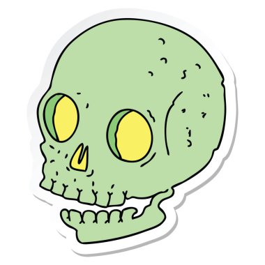 ilginç bir el etiket karikatür kafatası çizilmiş