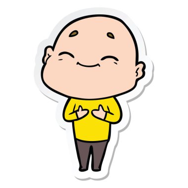 etiket bir mutlu karikatür kel adam