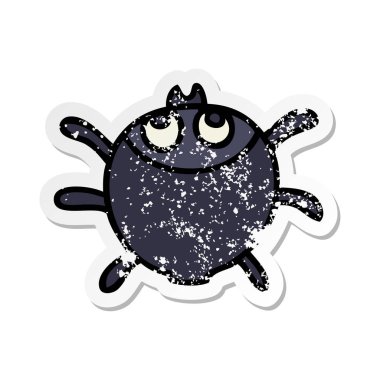 ilginç bir el sıkıntılı etiket karikatür böceği çizilmiş