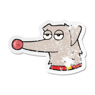 Retro sıkıntılı etiket bir karikatür köpek yaka