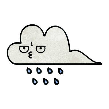 Retro grunge doku karikatür bir yağmur bulutu
