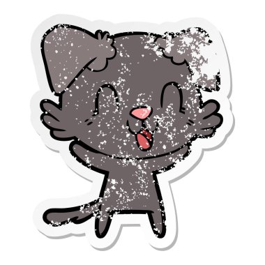 sıkıntılı etiket gülünecek bir karikatür köpek