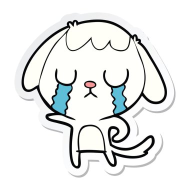 ağlayan bir sevimli çizgi köpek etiket