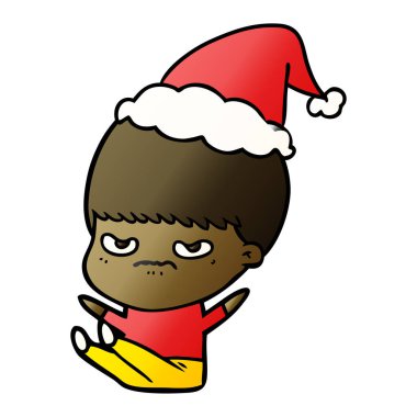 Noel Baba şapkası giyen bir çocuk degrade çizgi film