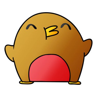 Degrade çizgi film sevimli kawaii kırmızı robin 