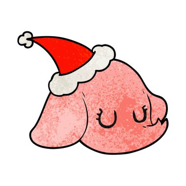 Noel Baba şapkası giyen bir fil yüz dokulu çizgi film