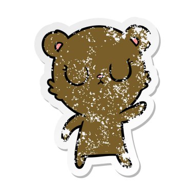 huzurlu karikatür ayı sıkıntılı etiket