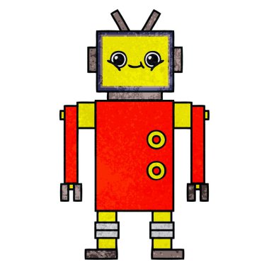 Retro grunge doku karikatür bir robot