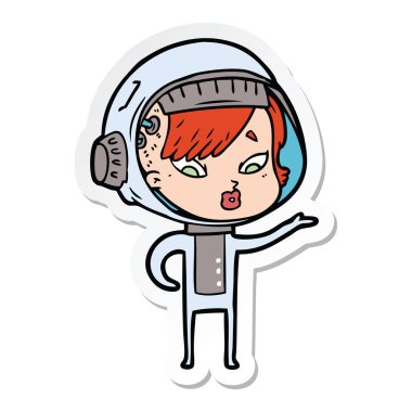 bir çizgi film astronot kadının etiket