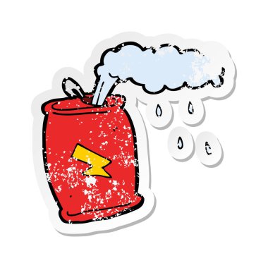 bir çizgi film fizzing soda Retro sıkıntılı etiket olabilir