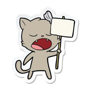 etiket bir karikatür esneme kedi