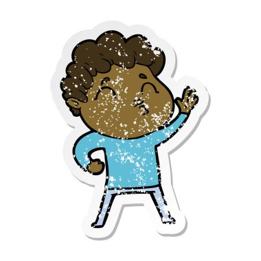 surat asmayı bir çizgi film adamın sıkıntılı etiket