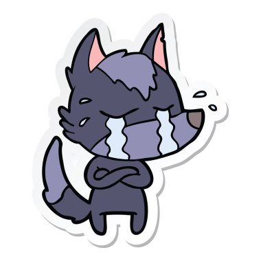 etiket bir karikatür ağlayan kurt