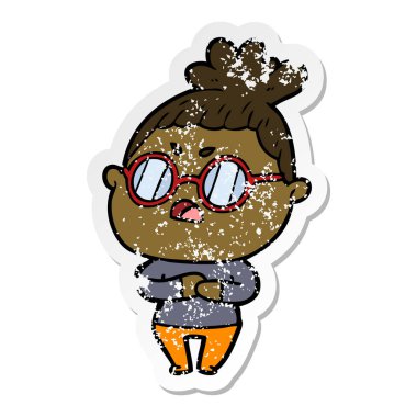 bir karikatür rahatsız kadının sıkıntılı etiket