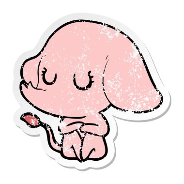 sevimli çizgi fil sıkıntılı etiket