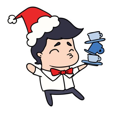 Noel karikatür kawaii çocuğun el çekilmiş