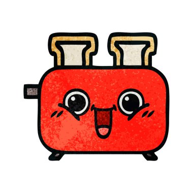 Retro grunge doku karikatür bir ekmek kızartma makinesi